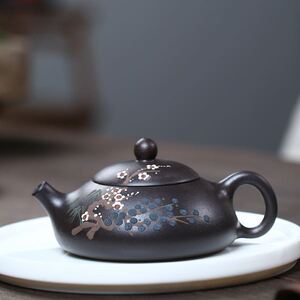 优集家居郝发成黑金砂岁寒三友紫砂壶踏奇精选清砂壶影抖音同款6