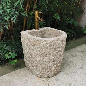 2021天然花岗岩原石盆洗手盆庭院阳台仿古菠萝面石头盆景q观石槽