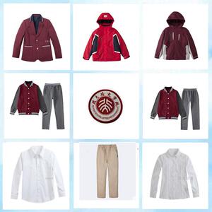 北大附属学校中小学生英伦棒球服套装西服枣红冲锋衣加绒冬季校服