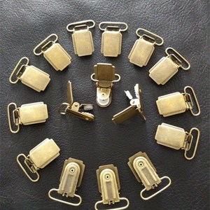 0067青古铜夹子背带夹扣吊裤带s鸭嘴夹一套6个