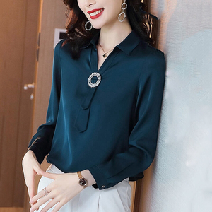 博雅琪服饰女装2021早秋新款纯色小众翻领假领带衬衫ml718