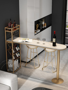 靠墙现代吧台桌客厅餐厅隔断柜轻奢简易厨房岩板餐桌吧台一体家用