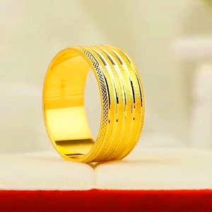 黄金戒指男士款三生三世黄金闭口戒指宽面黄金周大福周大生周六福