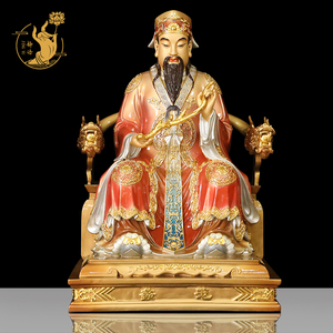 纯铜文财神范蠡珐琅彩绘神像供奉财神爷招财家用财神铜像工艺摆件