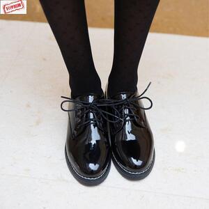 女生新品小皮鞋女纯黑色日式中跟正式女单鞋青少年女孩舒适校园