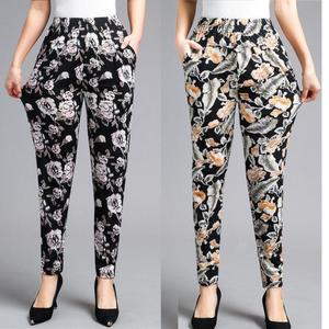 夏季中老年女裤高腰弹力妈妈花裤子大码老太裤中年女裤老年裤子女