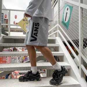 万斯vans短裤男士夏季纯棉新款薄宽松运动休闲外穿大码五分裤子潮
