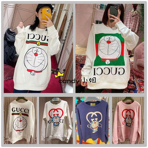 香港直邮代购gucci/古驰哆啦a梦联名款叮当猫印花连帽衫男女款