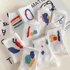 袜子ins潮款金丝堆堆袜网红美腿袜欧美街头亮丝涂鸦彩绘长筒2人付款