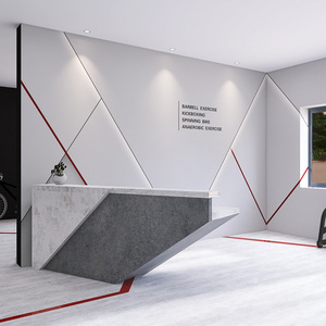 简约现代背景墙几何水泥灰墙纸空间延伸墙布健身房前台形象墙壁纸