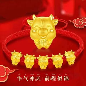 周大福焕美周大生周六福黄金999足金纯金五福牛手链女转运珠金牛
