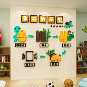 幼儿园图书角布置教室班级阅读区文化墙面装饰环创材料3d立体贴纸