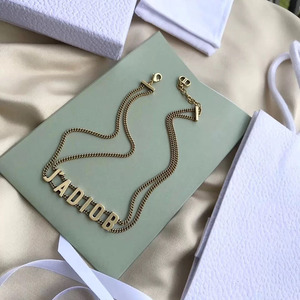 迪奥芭莎d家同款黄铜复古字母项链锁骨链手链简约时尚法式名媛气