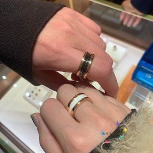 bvlgari/宝格丽b.zero1 黑白三环陶瓷戒指男女同款无钻对戒婚戒