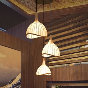 日式侘寂寿司店布艺客厅民宿茶室吊灯设计师中式餐厅吊线灯