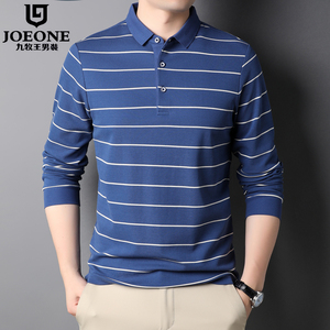 九牧王男装长袖t恤男秋季新款中青年翻领polo衫纯棉男士休闲上衣
