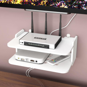 客厅电视机顶盒架路由器收纳盒置物架waifi架子墙上壁挂隔板免打