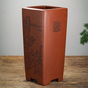 宜兴名家许成安高档精品紫砂花盆兰花悬崖寒兰莲瓣兰盆景专用盆