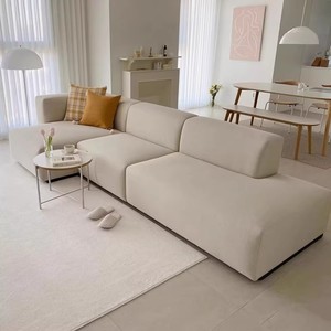 韩式极简小户型转角贵妃位沙发组合方块布艺沙发落地模块沙发整装