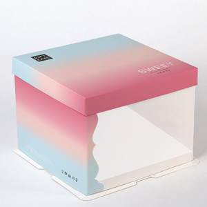 长沙厂家半纸半透明生日蛋糕盒6寸8寸10寸方形烘焙包装盒