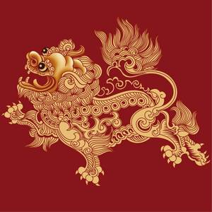 麒麟献瑞招财壁画大门贴墙壁纸海报自粘贴画麒麟神兽风水画海报