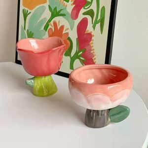 杯子创意可爱搞怪郁金香早餐杯甜品小花网红异形水杯装饰花器家用