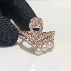 000人付款淘宝尚美巴黎水滴钻戒18k白金玫瑰金镶钻满钻为爱冠冕v 形