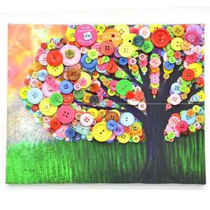 材料包大树贴纸美术纽扣女孩手工画立体毕业装饰幼儿园彩色植树节