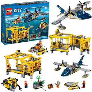 乐高60096城市系列海洋深海指挥基地探险勘探船飞机拼装积木玩具