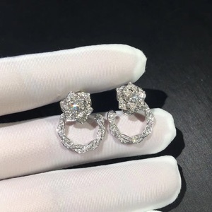 piaget/伯爵山花茶耳钉18k玫瑰金玫瑰花环满钻百搭女士耳环