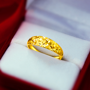 24k黄金戒指男女古法金素圈指环活口999足金情周大福周大生周六福