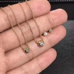 cartier/卡地亚泡泡项链18k玫瑰金白金经典款单钻锁骨链手链耳钉