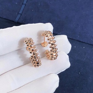 cartier/卡地亚耳钉18k玫瑰金铆钉无钻百搭男女通用情侣耳环