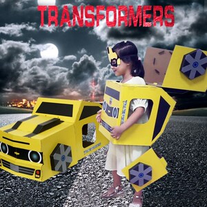 变形铠甲金刚大黄蜂擎天柱汽车人儿童手工制作纸板纸箱模型3人付款34