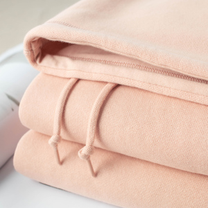 藕粉色卫衣女380g重磅插肩袖帽衫男浅粉脏粉暗粉色薄绒连帽上衣秋