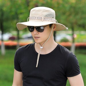 圆帽帽子男遮阳夏工作旅游骑车风年徒f步野外摄影师帽天防青百搭