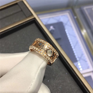 tiffany蒂芙尼罗马戒指18k玫瑰金白金镶排钻经典字母男女情侣对戒