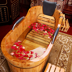 泡澡木桶浴桶大人小孩通用家用全身美容院香柏木儿童实木加厚中式