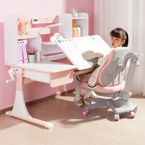 宜家儿童学习桌椅套装写字桌课桌小学生书桌简约可升降女孩公主风