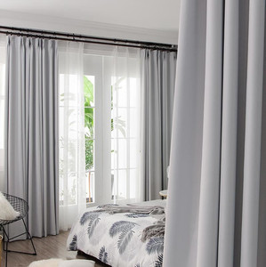 网红平面飘窗黑灰色厚防紫外线窗帘北欧简约夏季卧室隔热遮光