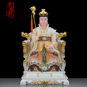 汉白玉玉皇大帝王母娘娘神像手工彩绘贴金西王玉母瑶池金母神像