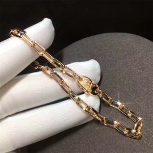 cartier/卡地亚斯巴达手链18k玫瑰金白金经典款男女情侣手环 项链