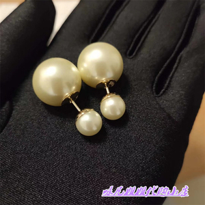 法国直邮代购dior迪奥经典珍珠耳环前后大小双珍珠两戴款耳钉耳饰