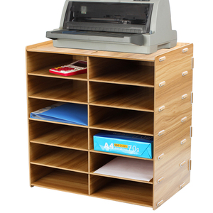 双排12格a4木质多层文件架资料架子办公用品a3打印机架收纳整理柜