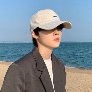 白色鸭舌帽男ins潮牌潮流夏季网红棒球帽男士帽子夏天薄款防晒