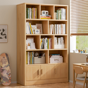 宜家儿童实木书架落地置物架多层客厅靠墙柜子储物柜学生收纳家用
