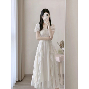 法式白色高级感仙女连衣裙女夏季2024新款超仙公主裙温柔风长裙子