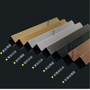 新上黑钛金不锈钢装饰条l型一字压边条金属直角护墙角背景墙阴角