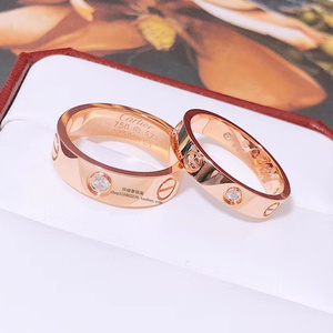 代购卡地亚正品18k金满钻戒指环love 窄宽版满天星男女款情侣对戒