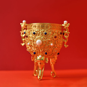 思音珠宝 金瓯永固杯足金999纯金酒杯金杯镶嵌古法黄金收藏送礼